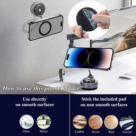 MYSISLE Upgraded 360° Vacuum Magnetic Phone Holder, Strong Suction Cup Car Phone Mount for Phone16/15/14/13/12 Series, for Smooth Surfaces
