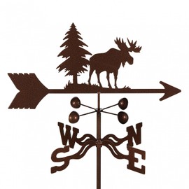 EZ Vane Moose Weathervane — Deck Mount, Wind Cups, Antique Copper Finish, Steel with Durable Triple Powder Coating, Handcrafted in USA