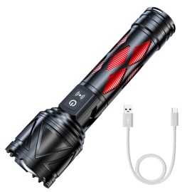 BORUiT Super Bright LED Flashlight Rechargeable Zoom Security Torch Camping Lamp US