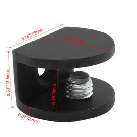 Litoexpe 8pcs Adjustable Frameless Glass Shelf Bracket, Aluminum Alloy Shower Glass Clamp Clip for 5-8mm Wood/Glass, Wall Mount Glass Clip Support Holder with Mounting Screws, Matte Black