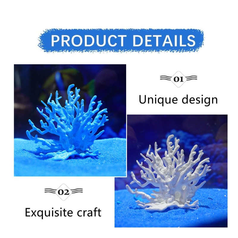 3 Pcs Aquarium Coral Reef Decor, Blue, White, Pink