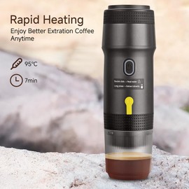Deceaynico Portable Espresso Maker with Intelligent Anti-Dry Burn,25Bar Self-Heating 7Min Electric Mini Coffee Maker,compatible with NS/DG Capsules & Ground Coffee for Travel,RV,Office & Home