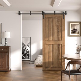 CCJH 4FT Ceiling Mount Bracket Sliding Barn Door Hardware Kit Black,Strong Bearing, Low Ceiling L-Shape Bracket System, Fit 24" Wide Single Door Panel (Basic Style)