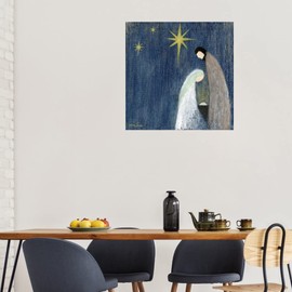 Fine Art Canvas Holy Night Scene Canvas Wall Decor by Artist Caroline Simas for Living Room, Bedroom, Bathroom, Kitchen, Office, Bar, Dining & Guest Room - Ready to Hang - 18 in x 18 in