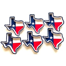 SUREG Texas Shaped Melamine Plates Set of 6 - Texas Flag Design with Don't Mess with Texas Printed