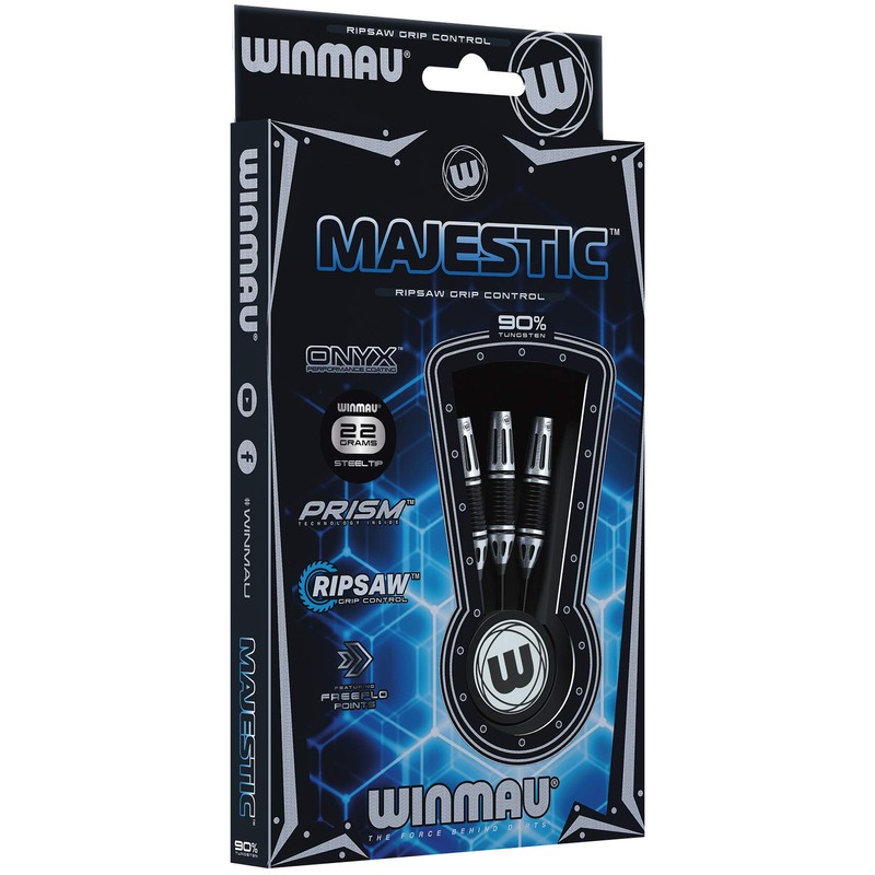 WINMAU Majestic 22g Professional Tungsten Steeltip Darts Set with Flights