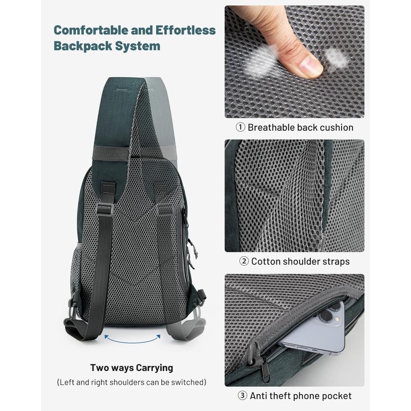OIWAS - Mochila cruzada para hombre, mochila de una correa