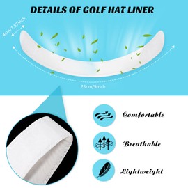 Gejoy Hat Sweat Liner Cap Absorbent Sweat Pad Hat Sweat Protector Disposable Hat Sweatband for Women Men Golf Baseball(White, Black)