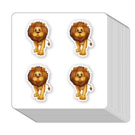 Lion Zoo Animal Stickers 1in for Scrapbooking, Arts, Craft Supplies, Kids DIY, Calendars Journals 80-Pack