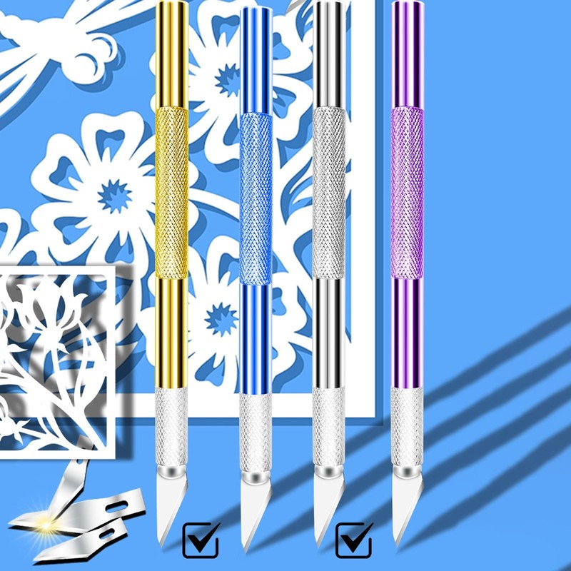 Precision Craft Knife Set, 2 Aluminum Handles with 10 Replacement