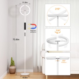 PreeOtti Floor Lamps for Living Room, 40W/2400LM LED Floor Lamp with Touch & Remote Control, 70" Tall Standing Lamp Stepless Dimmable, Modern Torchiere Corner Lamp for Bedroom, Office - White