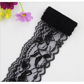 Yulakes 10 Yards Vintage Spitzenbordüre 5.5cm Breite, Spitzenbordüre Spitzenborte Spitzenband ，Dekorband, Handwerk, Schleifband (schwarz)