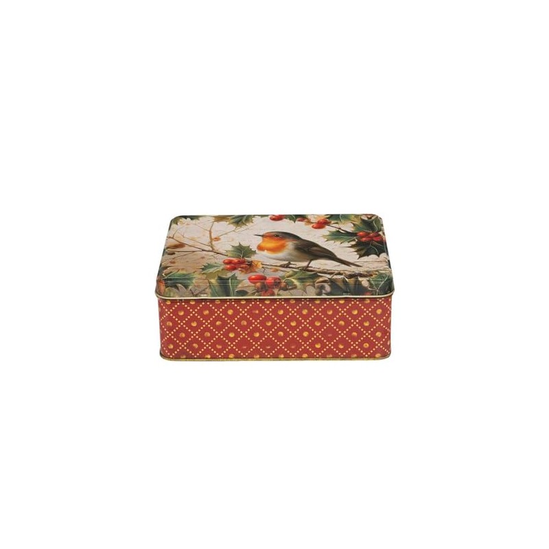 Elite Tins Christmas Robin Deep Rectangular Tin- 195 x 154