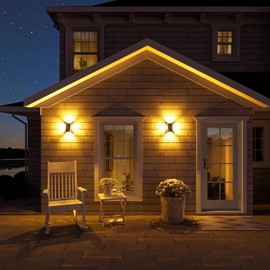 Fudosa Solar Fence Lights Outdoor,10 Pack Solar Wall Light, 4LED 11 Lighting Modes Waterproof Stair Walkway Pathway Lights for Yard Garden - Warm Light