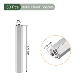 YOKIVE 30 Pcs M3 Spacers, Brass Hex PCB Standoffs Nuts, Keep Height Consistent, Great for Motherboard, Circuit Board, Electronics (Silver Tone, 45mm)