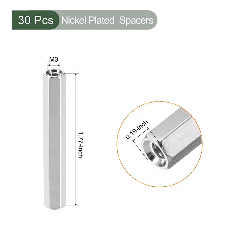 YOKIVE 30 Pcs M3 Spacers, Brass Hex PCB Standoffs Nuts,
