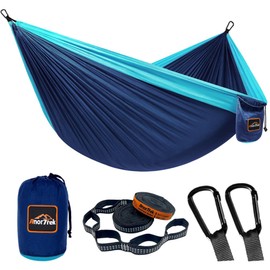 AnorTrek Camping Hammock, Super Lightweight Portable Parachute Hammock with Two Tree Straps Single or Double Nylon Travel Tree Hammocks