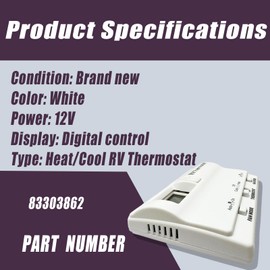 Seeklf 83303862 Upgrade White RV Digital Thermostat fits for Coleman Mach 8330-336/337/338/339/368/386 Heat/Cool T-Stat Wall Air Conditioner Digital Thermostat Temperature Adjustment from 37℃ to -1 ℃