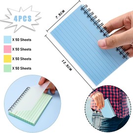 Revision Cards, 200 Sheets Flash Cards Lined Revision Easy Flip Record Cue Cards for Office Meeting, School Learning, Memory, Sticky Note (Blue, Pink, Green and Yellow)