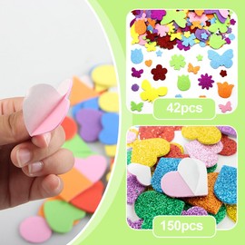 234 Stücke Frühling Sommer Glitter Schaum Aufkleber Bulk Selbstklebende Bunte Blume Schmetterling Formen Schaum Aufkleber, für Kinder zum Basteln und Gestalten im Frühling Sammelalben DIY Dekoration