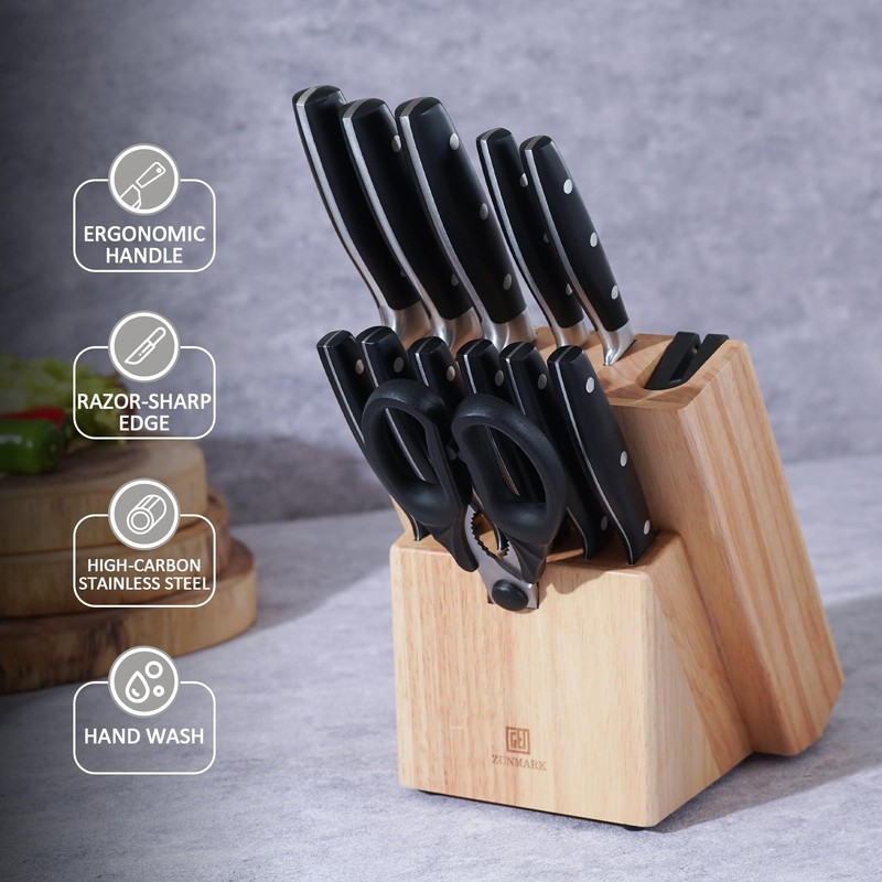 Kitchen Knife Set, Professional 13 Piece Knife Set with Block