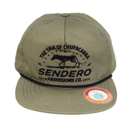Sendero Provisions Co. Outdoor Adjustable Snapback Rope Hat with Chupacabra Embroidered Design (Black/Dark Green)