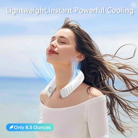 OLV Neck Fan 6000mAh Rechargeable Battery 18Hrs 4 Turbine Motor Powerful 360° Cooling Airflow 3 Speeds Portable Foldable Fan Ultra-Quiet Personal Fan Gifts for Men Women Home Office,Work,Travel,Golf
