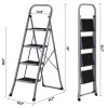 SEGAWE 4 Step Ladder Folding Step Stool Sturdy Steel Ladder