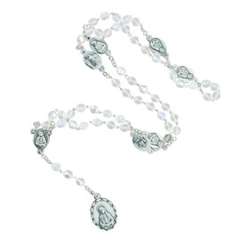 Venerare Our Lady of Sorrows Rosary Chaplet | 6mm Crystal Glass Beads and 8mm Silver-tone Sorrow Medals | Christian Lenten Devotional | Great Catholic Gift for First Holy Communion and Confirmation