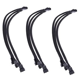 ThtRht 3 Pack Fan Splitter 4 Pin Cable 3 Way Adapter PWM 1 to 3 Extender Hub Extension Braided CPU Connector Converter Cord Lines Computer Sleeved Wire Cooling Matherboard Desktop Accessory
