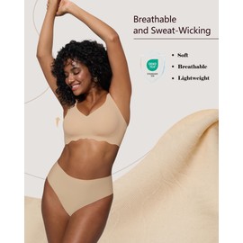 LUXMAY Soft Wireless Bra Comfortable Seamless Full Coverage Push Up Lace Everyday No Show Bras for Women(Nude XL)