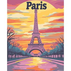 SVINOILER Paint by Numbers Kit for Adults Beginner 16x20 Inch Canvas Eiffel Tower Paint by Numbers Landscape Educational Creative Art Set for Beginners Perfect for Home Wall Decoration
