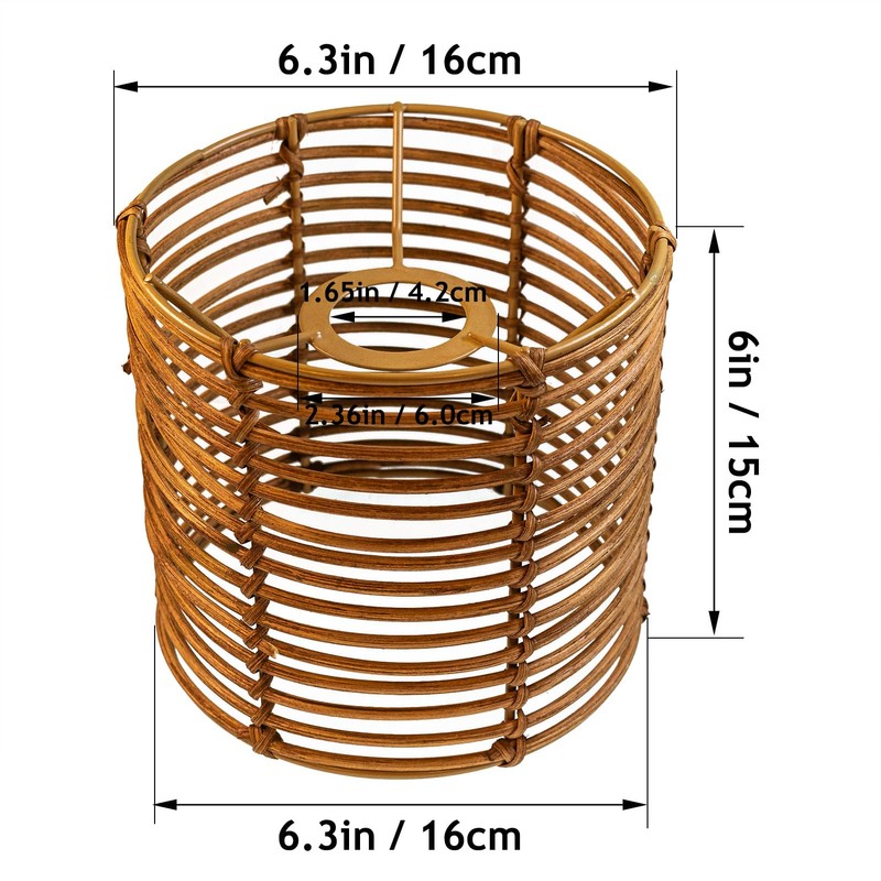 Round Rattan Lampshade Boho, Lampshade for Table Lamp, Hanging and