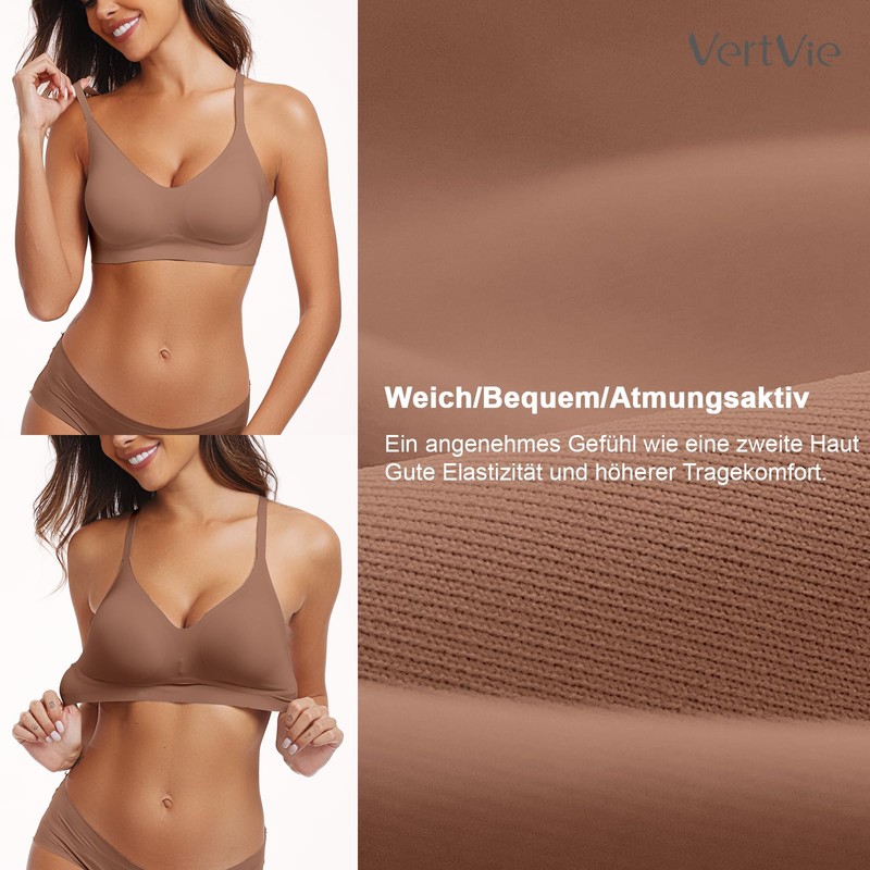 Vertvie Womens Seamless Bra No Underwire Comfort Push Up Bras