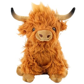 XINGPUBHD Highland Cow Plush Toy Stuffed Animals Plush Toy,Realistic Highland Cow Plush Doll,Realistic Soft Cuddly Farm Toy, Soft Cuddly High Land Cow Plushies Farm Toy for Farm Home Decor Kids Gift