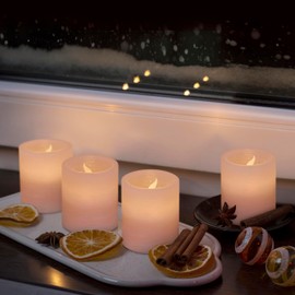 FURORA LIGHTING Pink Real Wax LED Votive Tealight Candles Pack of 6, Flameless Flickering Candles for Delicate Home Décor, 1.95’’(W) x 2.17’’(H), Batteries Included