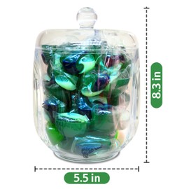 Skywin Glass Laundry Pod Container Jar with Lid - Laundry Pod Storage Container for Laundry Room Organization Laundry & Dishwasher Pod Laundry Container (Clear) (Acrylic Jar With Lid)