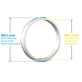 Hubcentric Rings (Pack of 4) - 64.1mm ID to 66.1mm OD - Silver Aluminum Hubrings - Only Fits 64.1mm Vehicle Hub and 66.1mm Wheel Centerbore - Compatible with Honda Acura