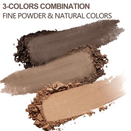 GEUUFEA 3 Colors Eyebrow Makeup Kit, Professional Brow Contour Palette, Waterproof Long-lasting Eyebrow Filler Powder with Mirror & Brow Brush