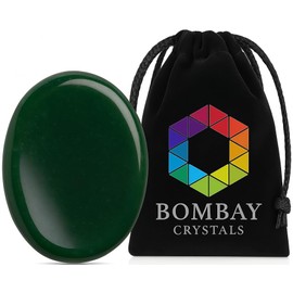 BOMBAY CRYSTALS EXPORT Green Jade Worry Stone Set C Pocket Palm Stones with Velvet Pouch | Healing Crystals for Heart Chakra, Meditation, Stress Relief, Anxiety, Reiki & Energy Healing