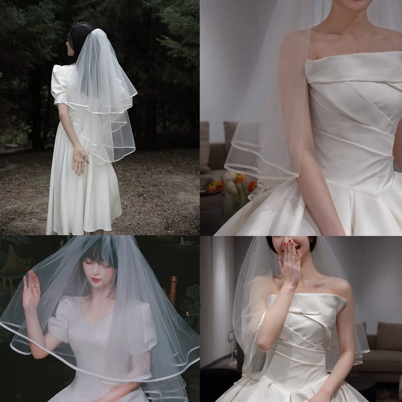 Tosenk Bride Veil, Bridal Headdress Veil with Comb, Short, Popular,