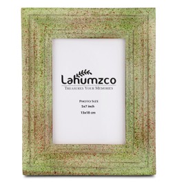 Lahumzco Handcrafted Wooden Multi Color Dots Picture Frame - Rustic Frame for Wall & Tabletop Display | Ideal for Photos, Art & Home Décor (5x7 Inches)