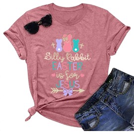 Happy Easter Cute Women's Cotton Sleeveless T-Shirts with Easter Bunny & Egg GraphicsColor: Pink-easter rabbit, Size: M