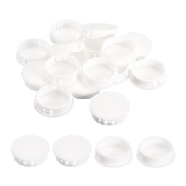 uxcell 1-1/2" Plastic Hole Plugs, 16Pcs Flush Type Panel Round Snap in Fastener Knockout Locking Plugs for Furniture Insert End Caps Panels, White