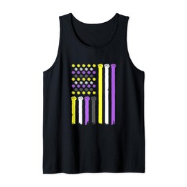 USA Flag Nonbinary Flag Non Binary Pride America Non Binary Tank Top, black