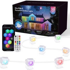 Qunlight Permanent Lights Outdoor,Smart RGB with 66 Scene Modes,50FT LED Eaves Lights IP67 Waterproof,Color Changing String LED for House,Party,Holiday,Christmas,All Year-Round Decor