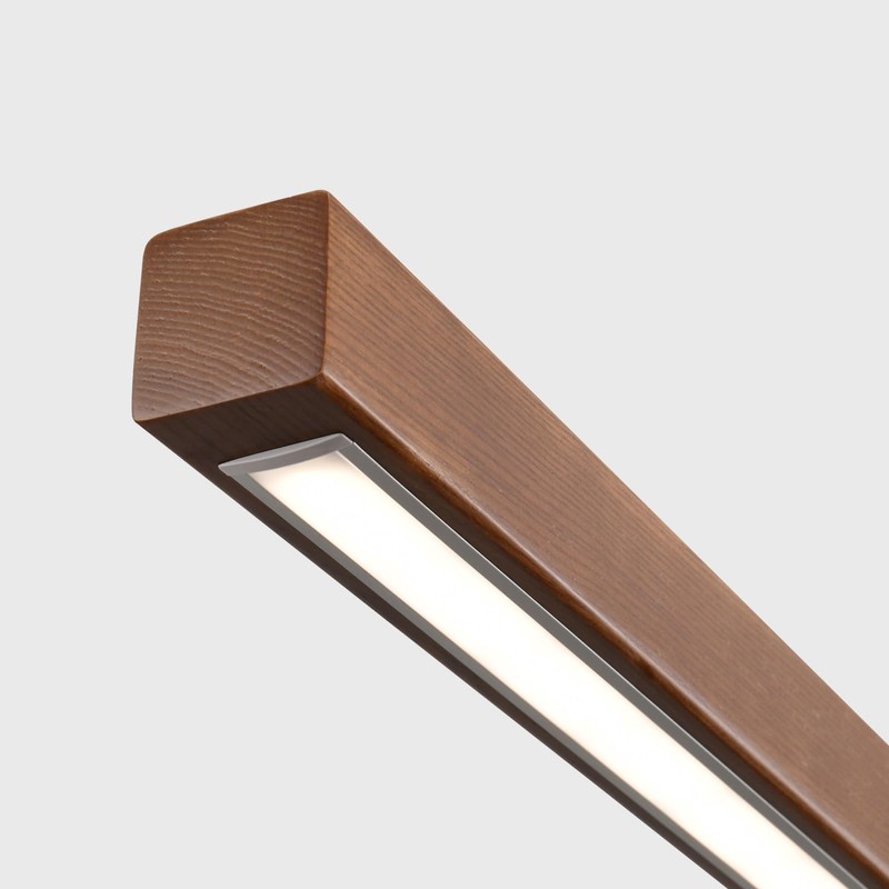 31.5" Wood Linear Pendant Light – Dimmable LED Chandelier with