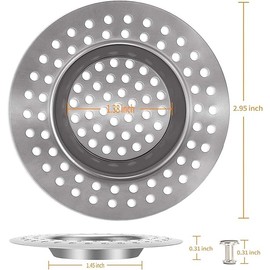 (Set of 2) Stainless Steel Kitchen Sink Strainer Plug with Upgrade Handle, Standard Strainer Drain Protector for Bathroom/Kitchen, Hair Catcher for Bathtub/Shower 3 inches 7.5 cm