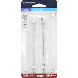 Westinghouse Lighting 0497600 300 Watt T3 Halogen Double-Ended Clear Light Bulb with RSC Base (2-Pack), 2 Count (Pack of 1)