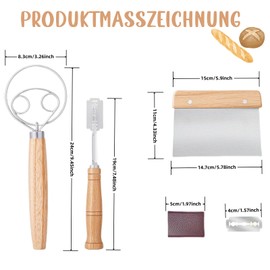 DAWOOWF BrotbackzubehöR,BäCkermesser,DäNischer Schneebesen,Brotklinge,Teigschneider zum Brotbacken,Torten Zubereiten und Zubereitung Ist